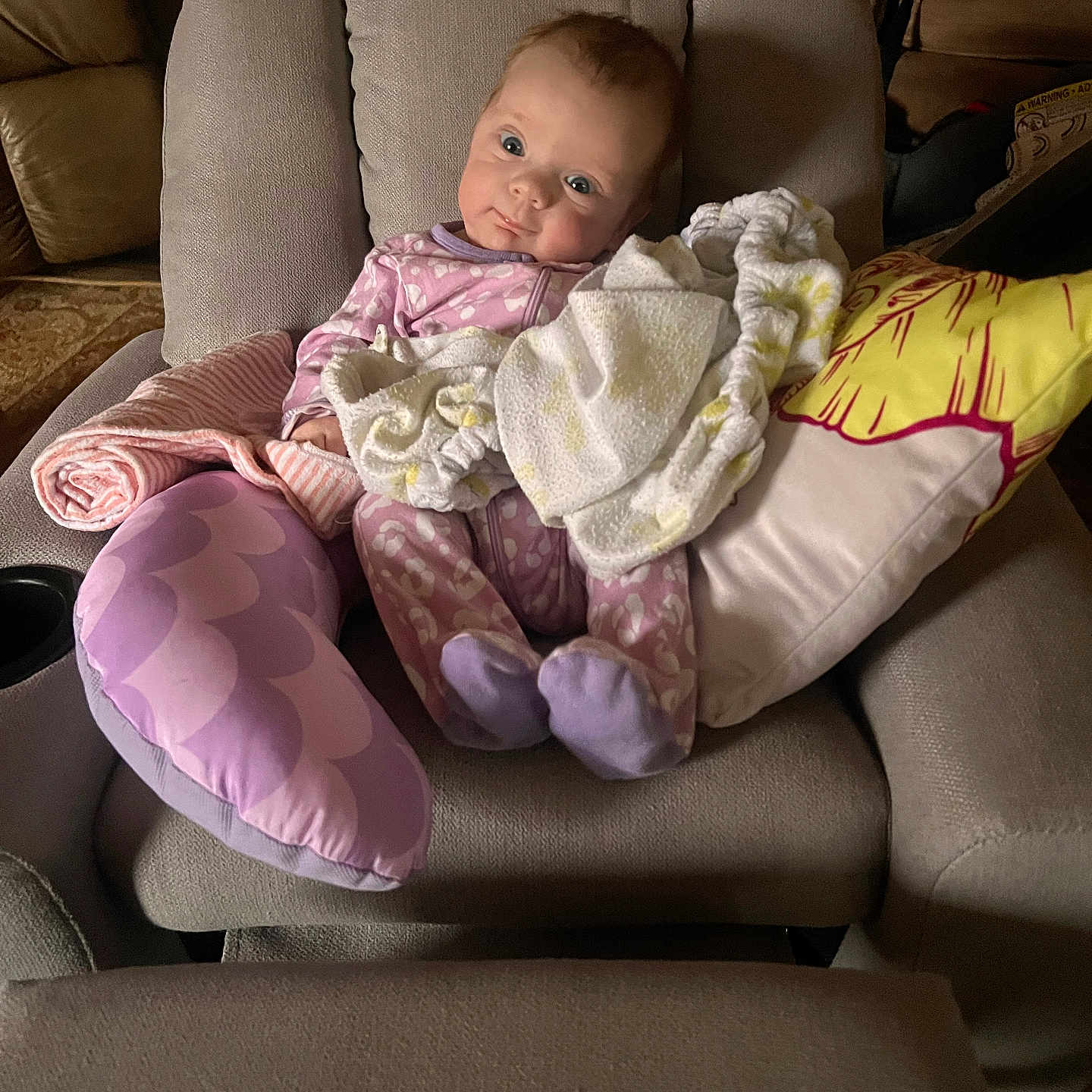 Belle joined the competition — help win amazing prizes! armchair, baby, blanket, bodypart, chair, couch, cushion, face, finger, furniture, head, homedecor, newborn, person, photography, pillow, portrait, quilt, sitting, sleeping
