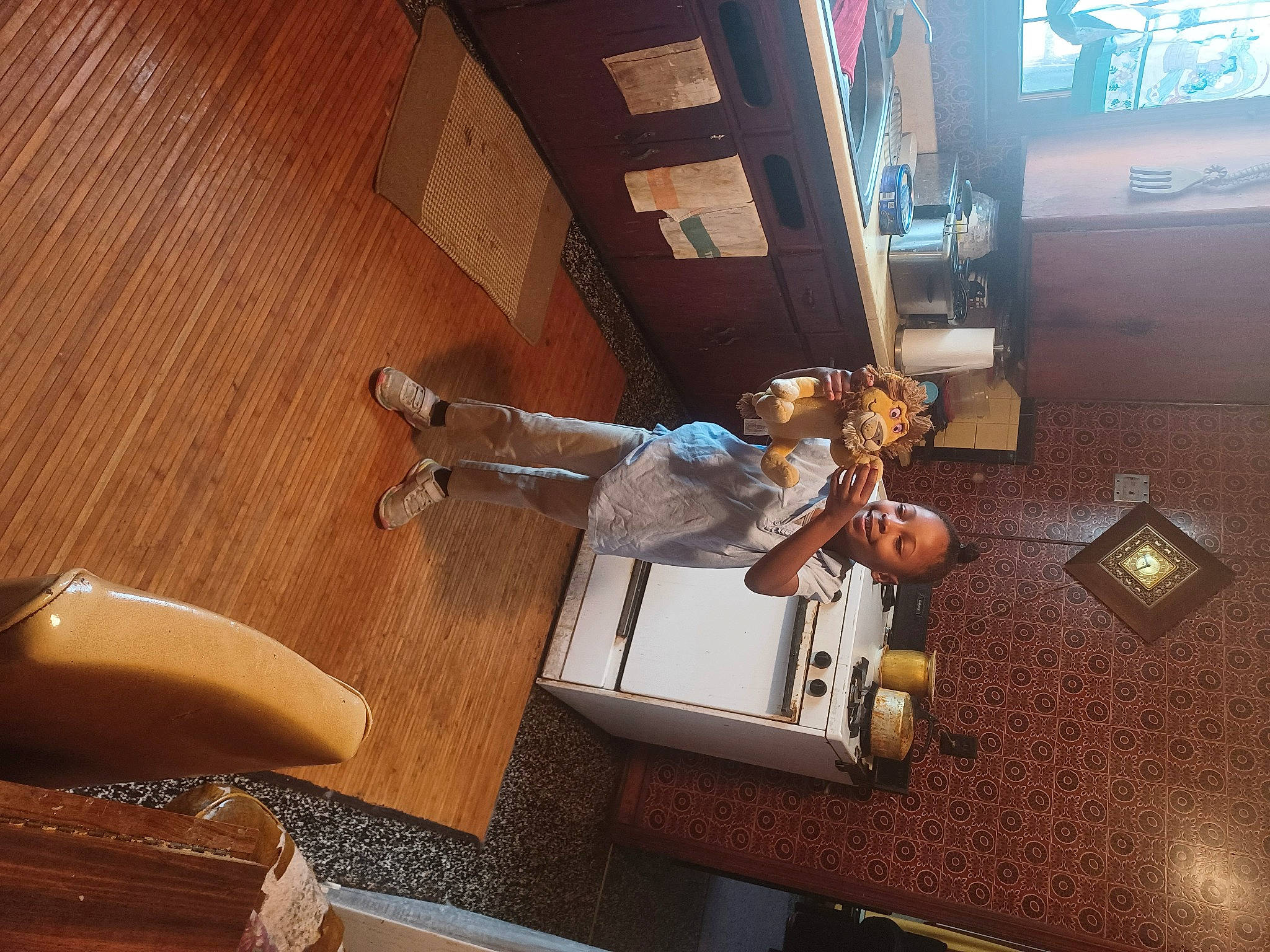 Lauralee is registered to the contest to win money with this photo: building, ceiling, floor, flooring, hardwood, interior_design, joy, machine, metal, pc_game, person, plumbing_fixture, plywood, room, space, square, tap, toy, varnish, wood