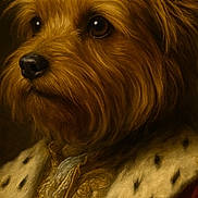 Arlo joined the competition — help win amazing prizes! dog, crown, royalty, portrait, fur, gold, regal, costume, luxury, animal, pet, closeup, brown, dressed_up, majestic, king, canine, clothing, ornate, portraiture