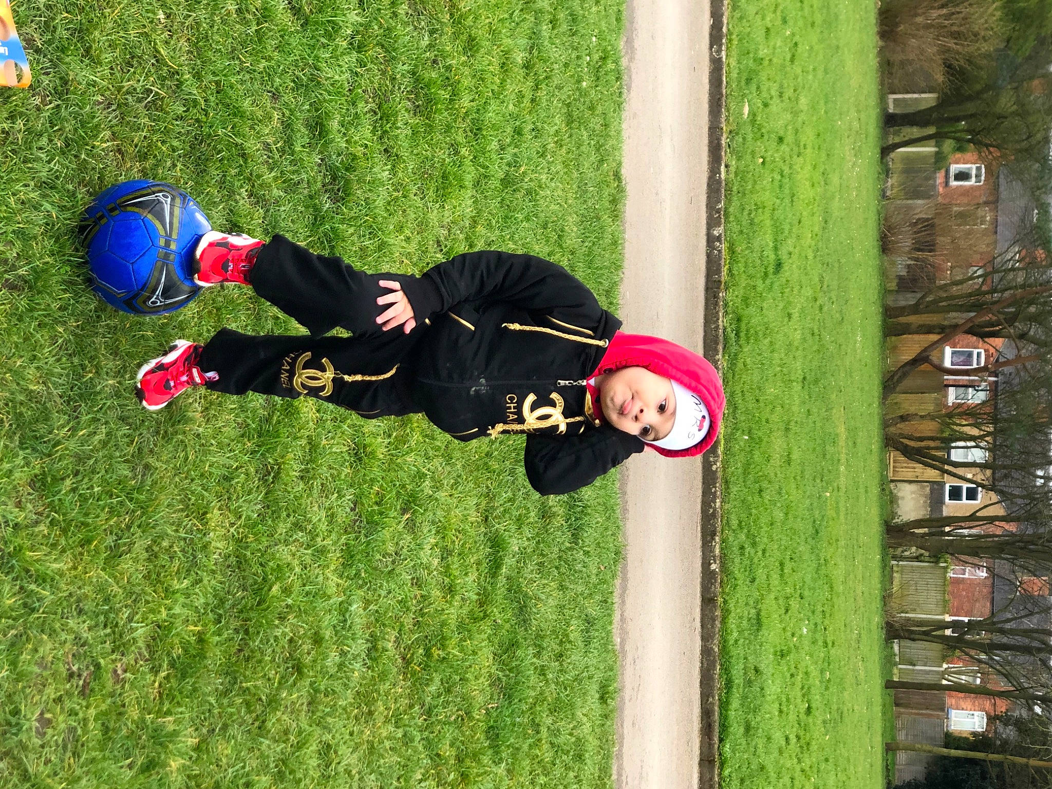 Eric joined the competition — help win amazing prizes! ball, ball_game, competition_event, football, fun, grass, happy, hat, headwear, lawn, leisure, people_in_nature, person, plant, player, playing_sports, recreation, soccer, soccer_ball, sports