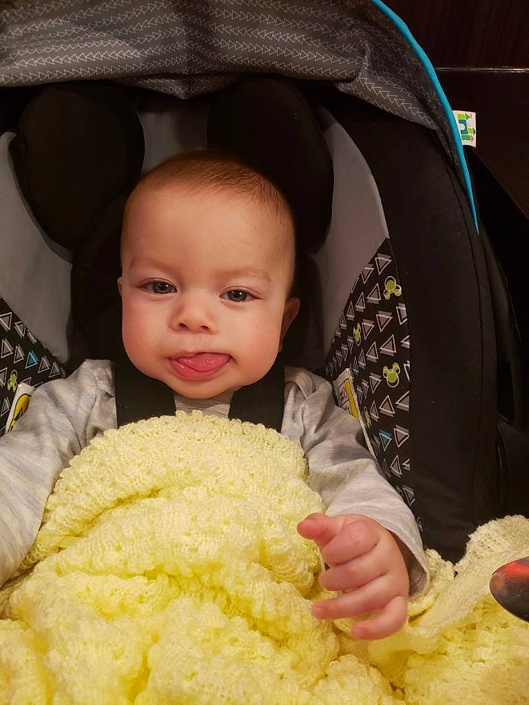 Kallum joined the competition — help win amazing prizes! baby, baby_toddler_clothing, cheek, chin, comfort, eye, face, facial_expression, hairstyle, head, human_body, iris, lip, nose, organ, person, skin, sleeve, smile, textile