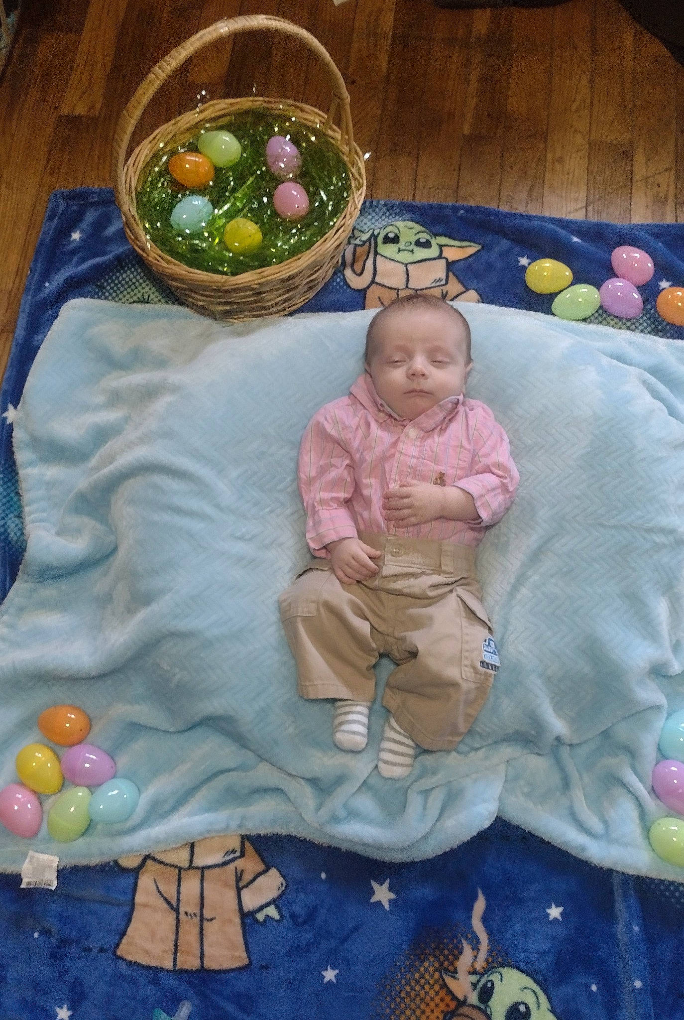 Wyatt is registered to the contest to win money with this photo: art, baby, baby_products, baby_toddler_clothing, baby_toys, cheek, child, comfort, dishware, food, leisure, linens, pattern, person, play, product, room, sitting, tableware, textile