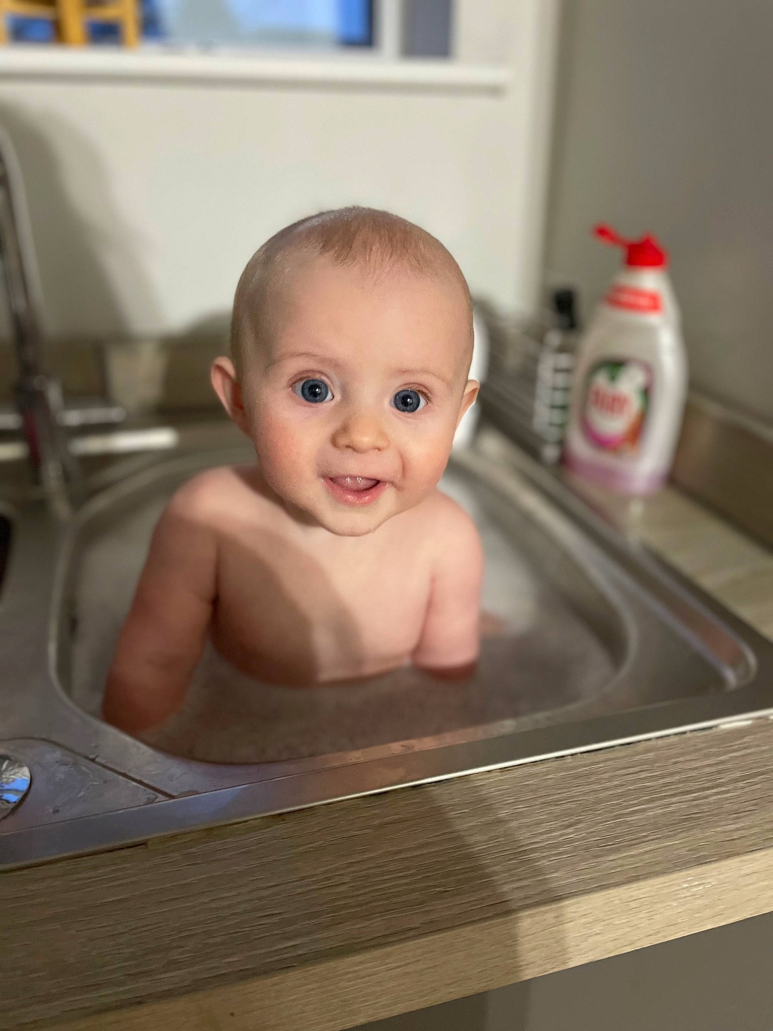 Connell joined the competition — help win amazing prizes! baby, baby_products, baby_toddler_clothing, bathing, cheek, chest, child, eye, eyebrow, eyelash, flooring, fun, iris, person, plumbing_fixture, room, sitting, skin, smile, toddler