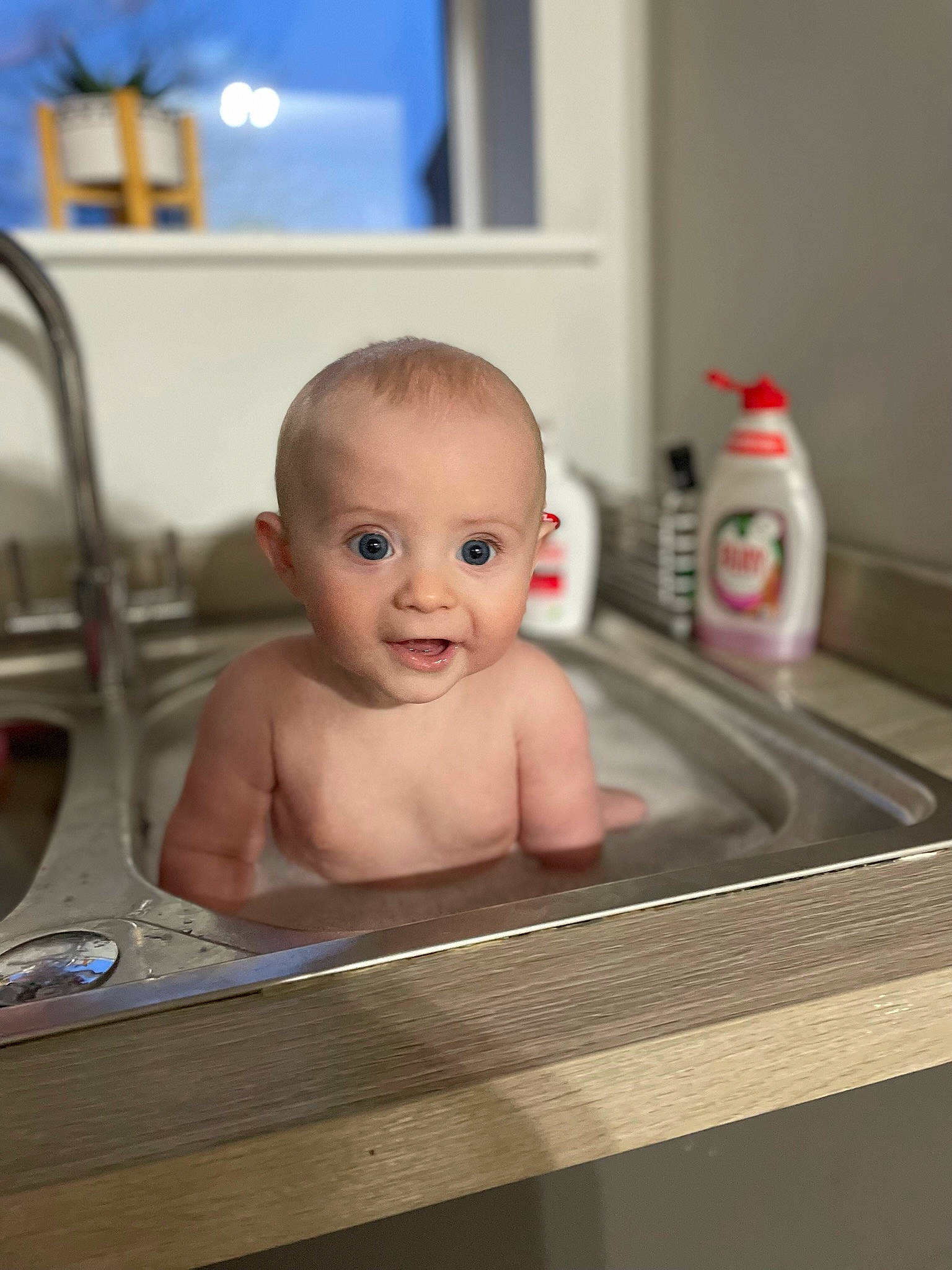 Connell joined the competition — help win amazing prizes! baby, bathing, blond, cheek, chest, child, eye, eyelash, flooring, fun, happy, head, person, plumbing_fixture, room, sink, sitting, smile, toddler, vacation