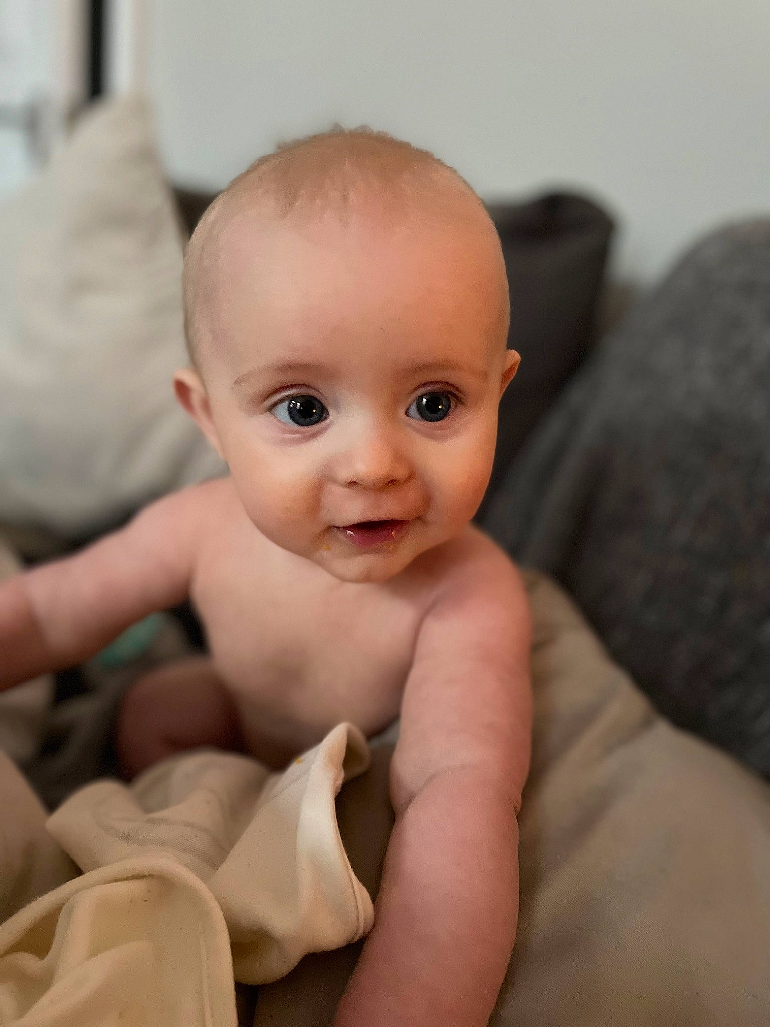 Connell joined the competition — help win amazing prizes! abdomen, baby, cheek, chest, child, comfort, eyelash, face, finger, gesture, happy, iris, lip, no_expression, person, room, sitting, skin, stomach, thumb