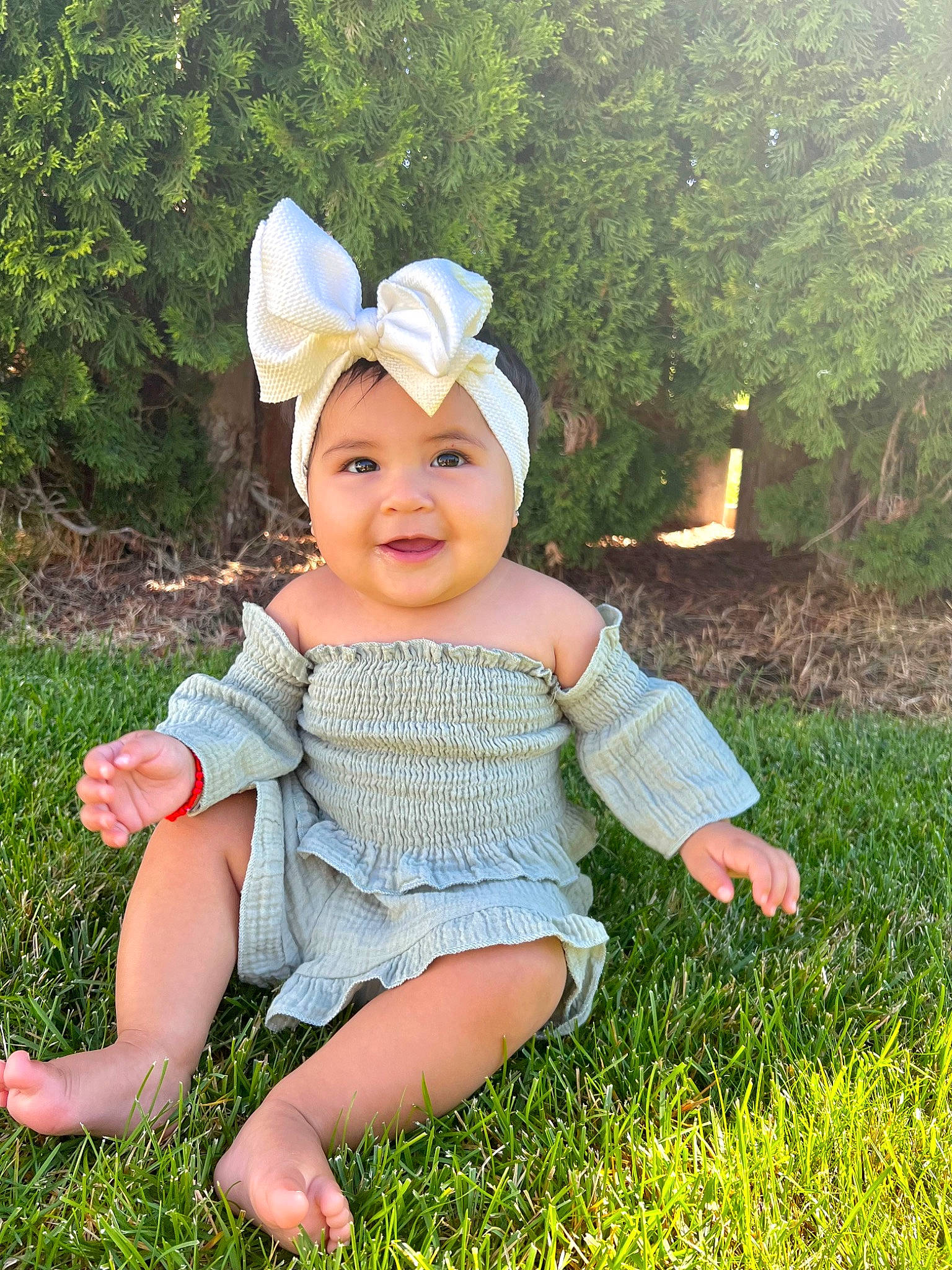 Mia AnahÍ joined the competition — help win amazing prizes! baby, baby_toddler_clothing, botany, child, dress, eye, fun, garden, grass, grass_family, grassland, happy, head, headwear, joy, meadow, people_in_nature, person, plant, recreation
