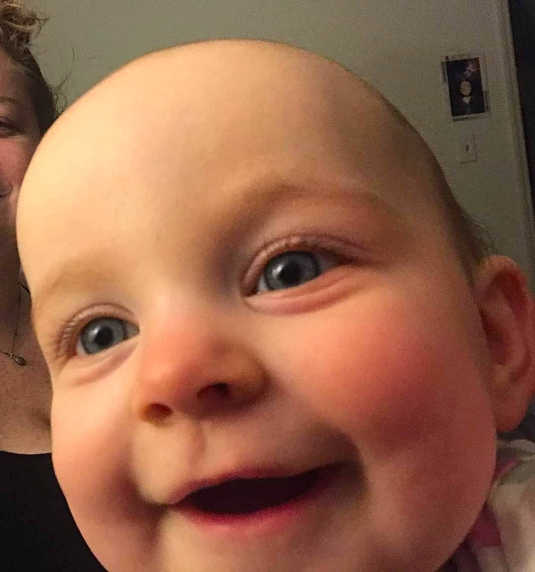 Wren is registered to the contest to win money with this photo: baby, cheek, cool, ear, eyelash, facial_expression, finger, forehead, fun, happy, iris, jaw, lip, mouth, nose, person, skin, smile, toddler, tongue