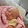 Eleanor joined the competition — help win amazing prizes! newborn, baby, sleeping, blanket, pink, crocheted, couch, indoor, rest, peaceful, infant, child, soft, cozy, portrait, person, wrapped, head, closed_eyes, relaxation