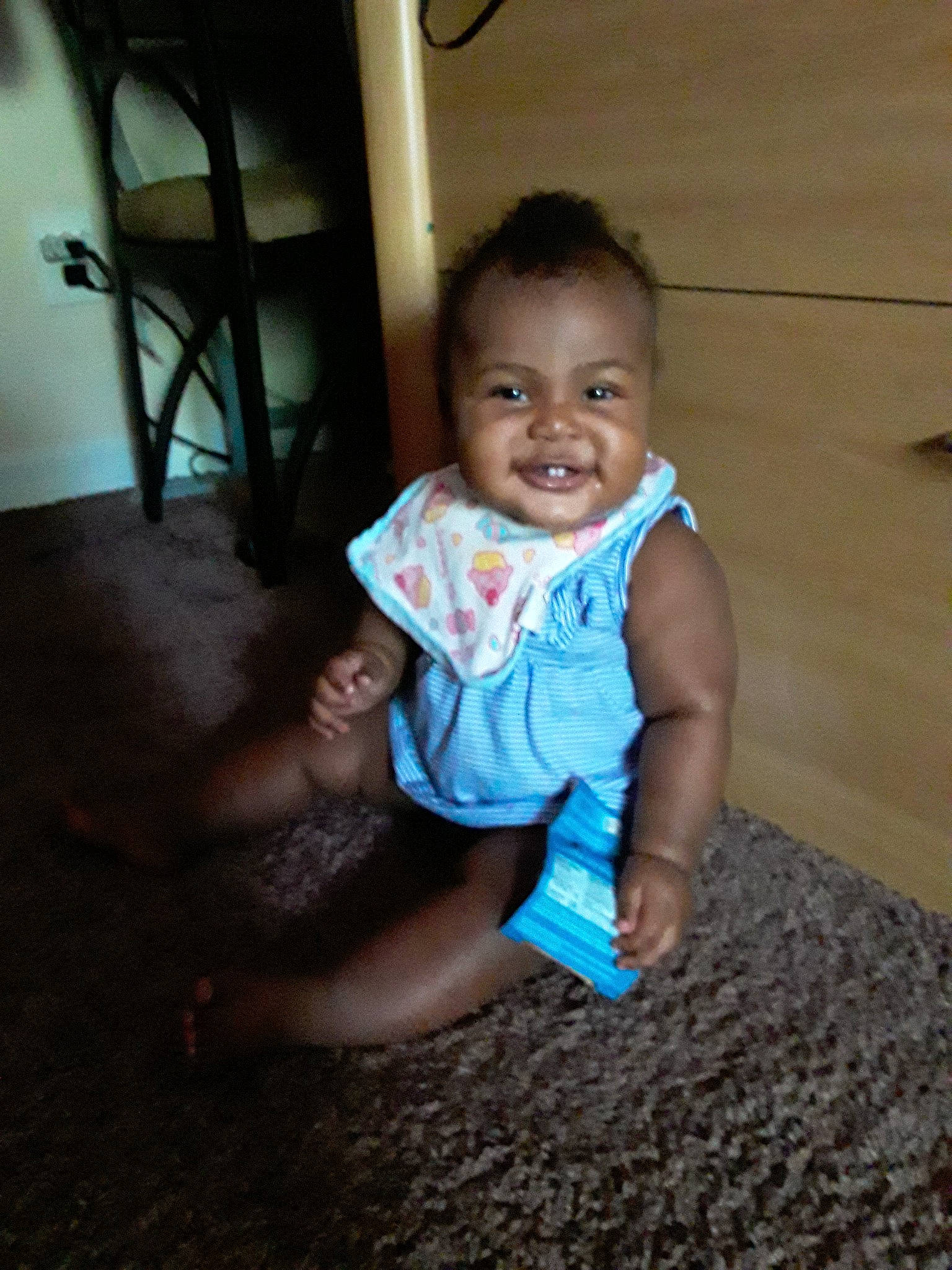 Arden joined the competition — help win amazing prizes! baby, cheek, child, floor, flooring, fun, joy, person, play, sitting, skin, smile, standing, toddler