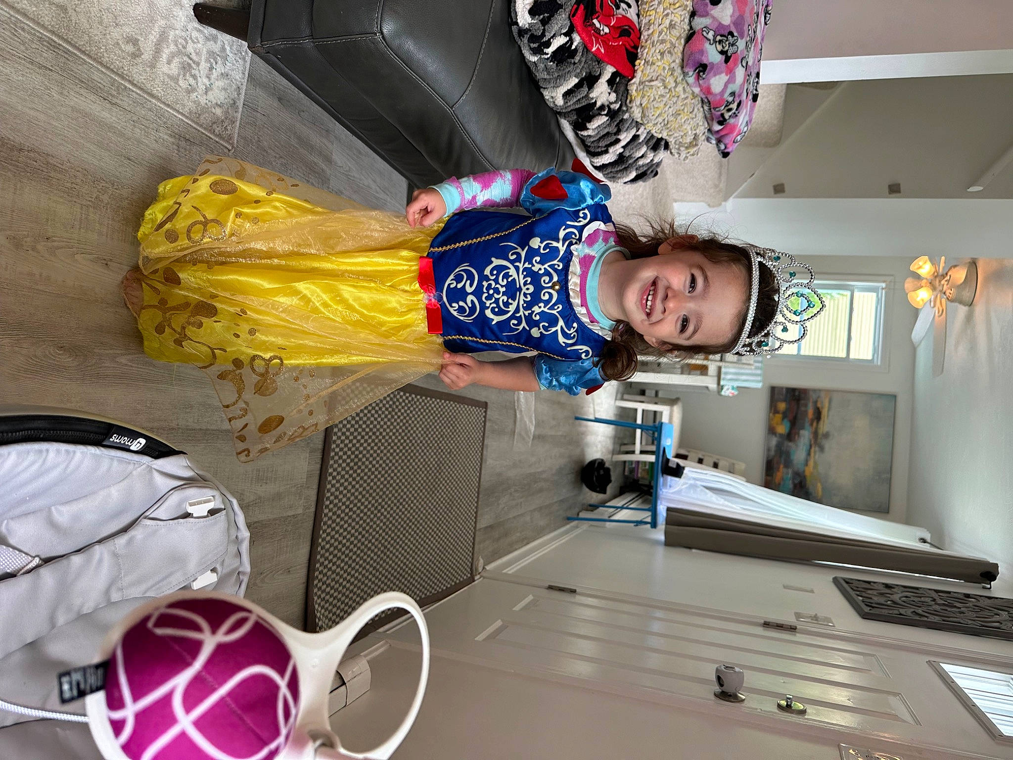 Emilia joined the competition — help win amazing prizes! backpack, bag, child, design, eyewear, flooring, fun, joy, light, luggage_and_bags, machine, mug, person, personal_protective_equipment, plastic, product, room, smile, t_shirt, toddler