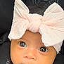 Cianna joined the competition — help win amazing prizes! baby, infant, face, headband, bow, eyes, closeup, portrait, cute, child, soft, skin, expression, looking, pink, clothing, young, adorable, person, headwear