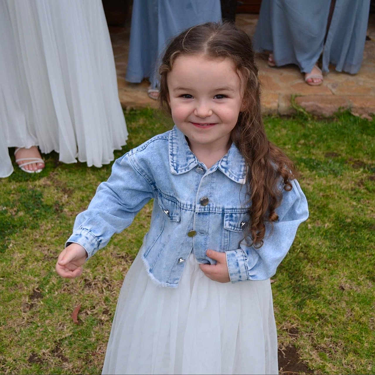 Renesmae joined the competition — help win amazing prizes! backyard, child, clothing, dress, face, female, girl, grass, head, jeans, nature, outdoors, pants, person, photography, plant, portrait, pottedplant, skirt, yard