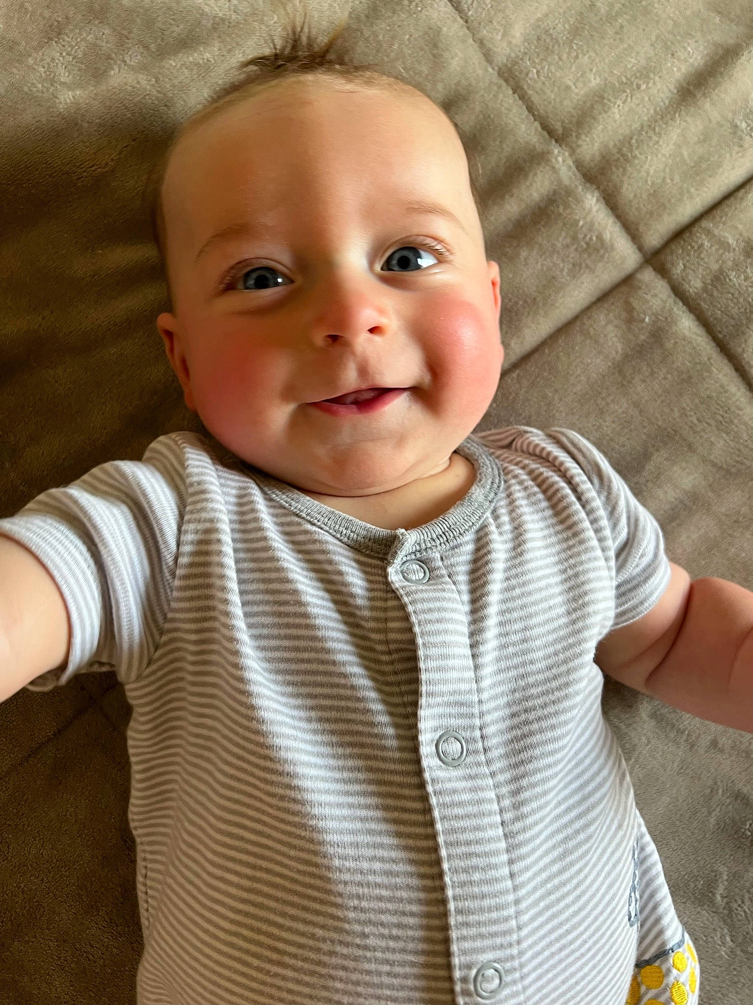 Kyro joined the competition — help win amazing prizes! baby, baby_toddler_clothing, cheek, child, collar, comfort, dress_shirt, happy, iris, linens, lip, pattern, person, portrait_photography, sitting, skin, sleeve, smile, t_shirt, toddler