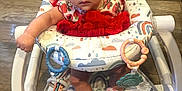 Layla Rose joined the competition — help win amazing prizes! baby, child, infant, bow, headband, red_dress, baby_walker, rainbow_pattern, socks, flooring, wood_floor, toy_rings, curious_expression, indoor, cute, seated, colorful, adorable, person, young_child