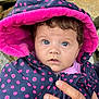 Alice a rejoint le concours — aidez-le/la à gagner de superbes lots ! baby, blue_eyes, child, closeup, curious, cute, face, hand, hood, jacket, navy, outdoor, person, pink, polka_dots, portrait, skin, warm_clothing, winter, young