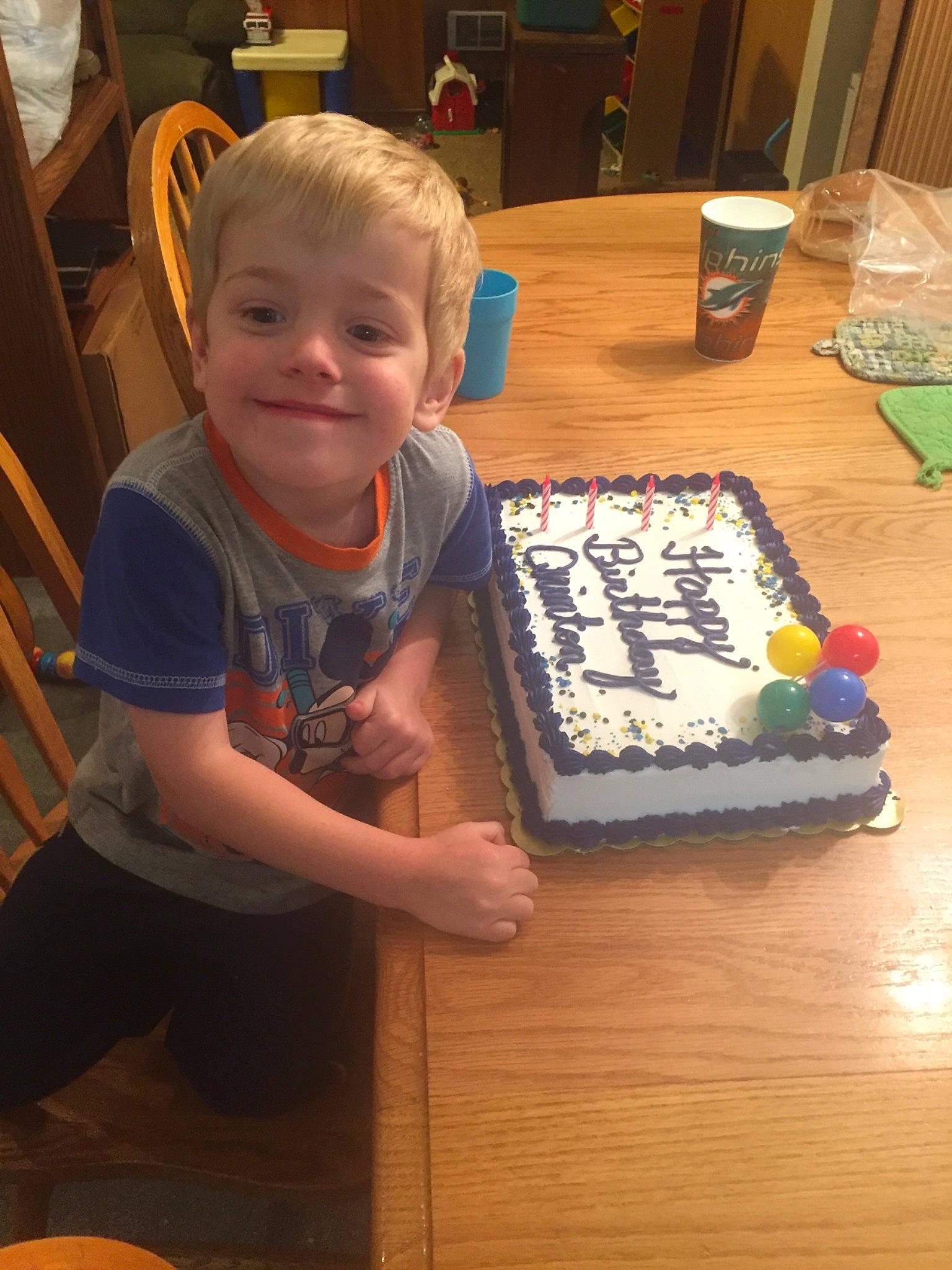 Quinton joined the competition — help win amazing prizes! birthday, birthday_cake, cake, child, day, fun, joy, material, person, play, table, toddler, toy