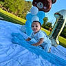 Eithan joined the competition — help win amazing prizes! balloon, bear_balloon, birthday, blanket, blue_sky, celebration, child, crawling, cute, festive, grass, happy, number_one, outdoor, overalls, park, portrait, smiling, sunlight, toddler