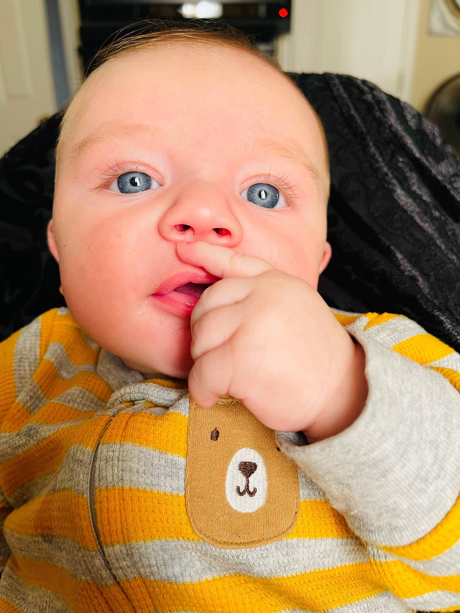 Kaiser joined the competition — help win amazing prizes! arm, baby, baby_products, baby_sleeping, baby_toddler_clothing, cheek, child, comfort, eyelash, finger, gesture, head, lip, mouth, nail, nose, person, skin, sleeve, thumb
