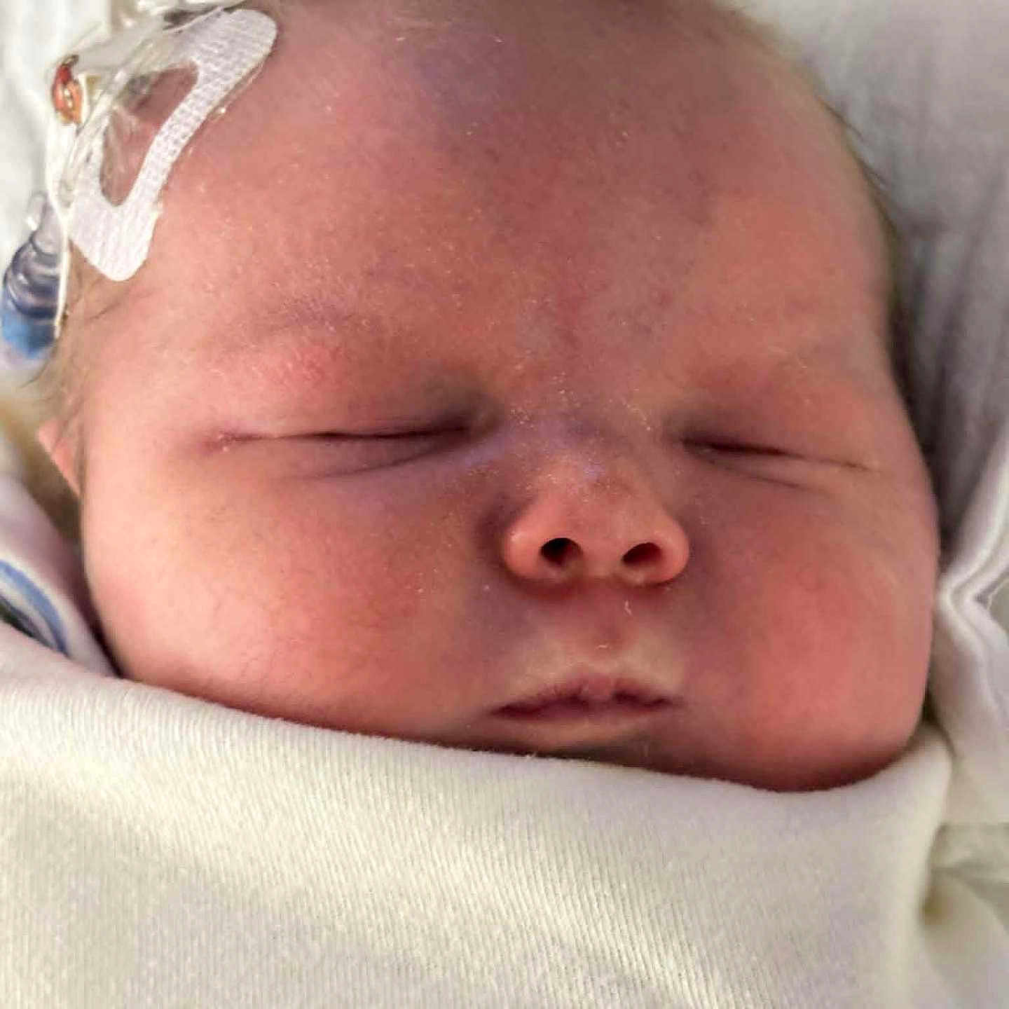 Wolfgang joined the competition — help win amazing prizes! baby, blanket, child, closeup, cute, face, head, human, indoors, infant, medical_patch, newborn, peaceful, portrait, resting, skin, sleeping, soft_lighting, wrapped, young