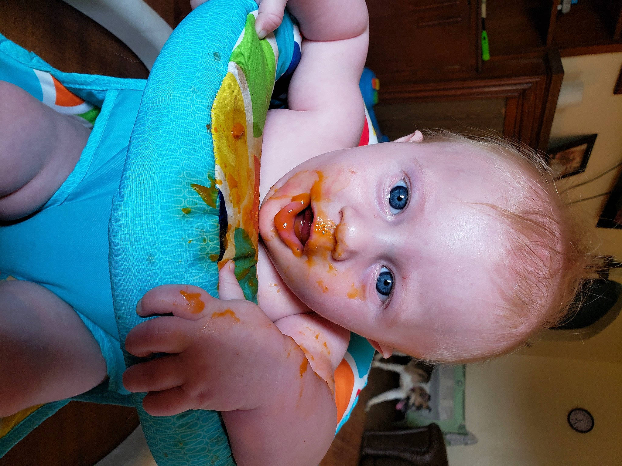 Vincent is registered to the contest to win money with this photo: baby, child, finger, hand, mouth, nail, person, toddler