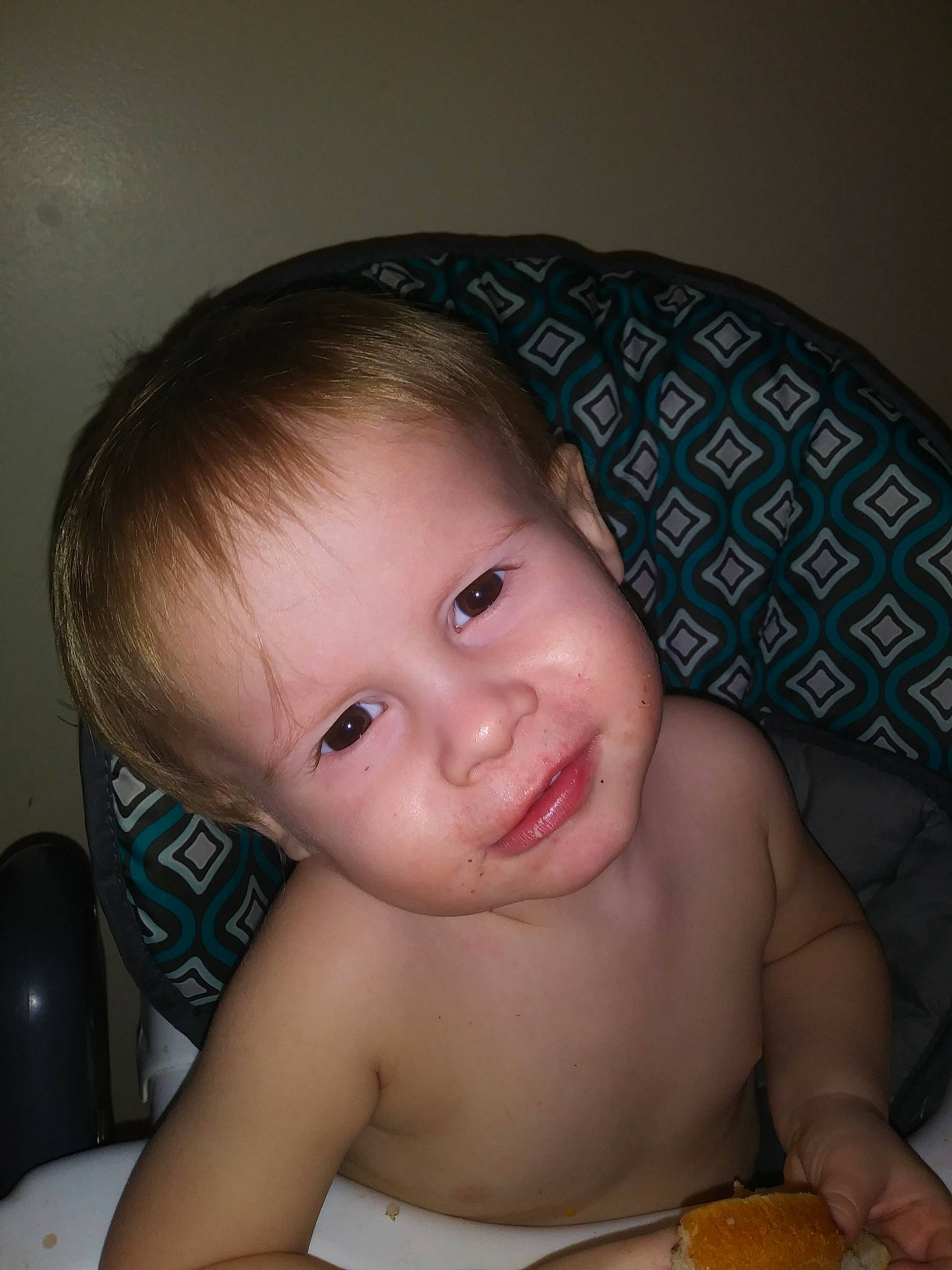 Jasper is registered to the contest to win money with this photo: baby, cheek, child, chin, ear, eye, eyebrow, face, forehead, head, headgear, iris, lip, mouth, neck, nose, person, skin, smile, toddler