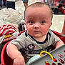 Christian joined the competition — help win amazing prizes! baby, shopping_cart, child, grocery_store, person, face, cute, curious, clothing, hand, sticker, aisle, background, retail, plastic_bag, seatbelt, infant, indoor, store, shopping