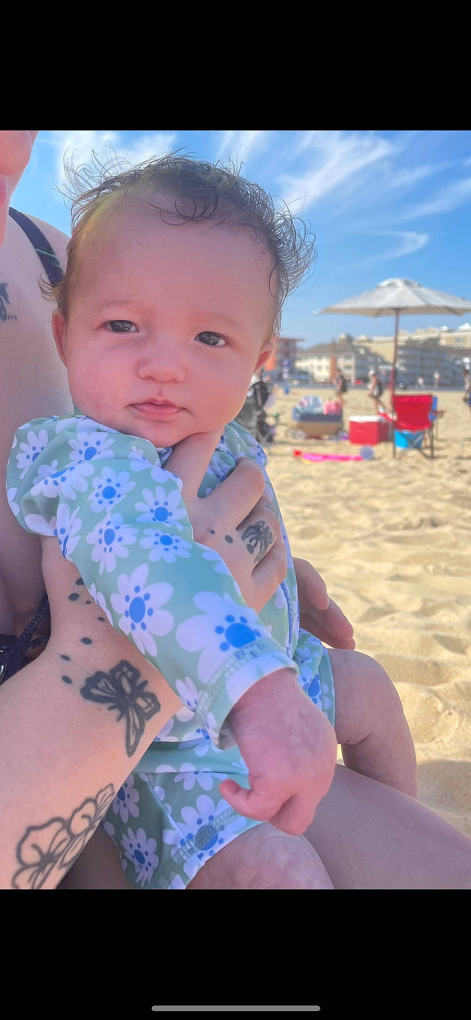 Amira is registered to the contest to win money with this photo: azure, blue, chest, eye, face, finger, hairstyle, happy, head, leg, leisure, muscle, person, photograph, skin, sky, summer, thigh, toddler, travel