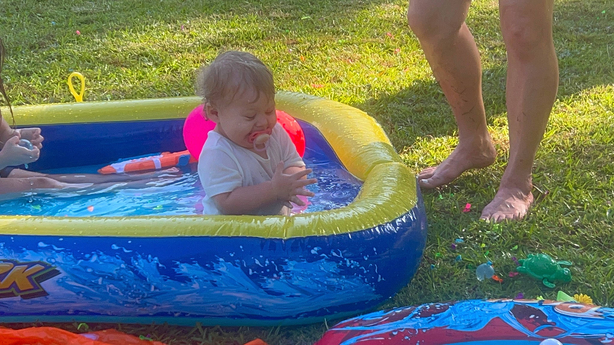 Chloee joined the competition — help win amazing prizes! blue, boats_and_boating_equipment_and_supplies, child, comfort, electric_blue, foot, fun, games, grass, human_leg, inflatable, leisure, nonbuilding_structure, outdoor_recreation, people, people_in_nature, person, play, recreation, toddler