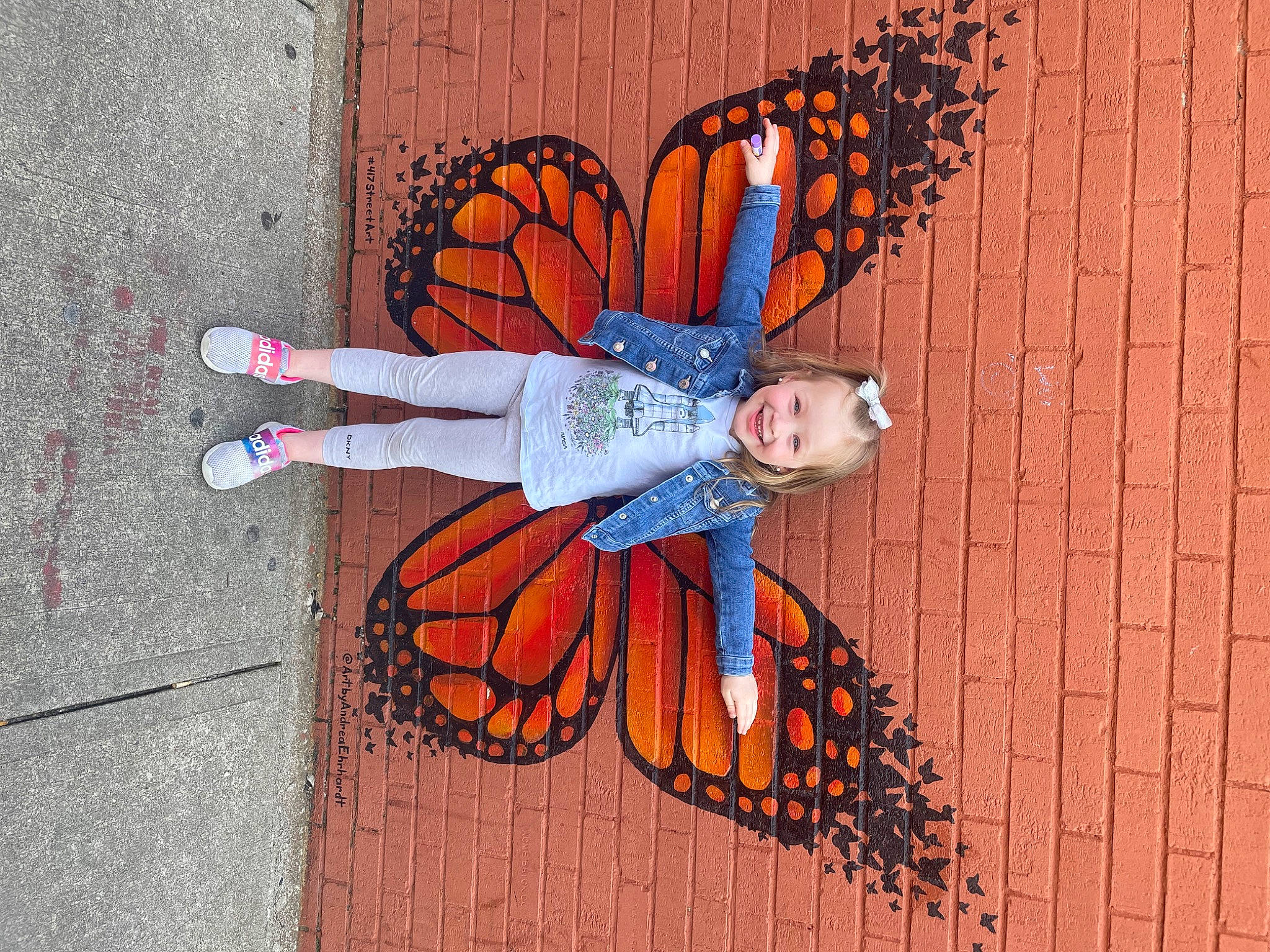 Kaydence joined the competition — help win amazing prizes! art, brick, brickwork, butterfly, eye, facade, graffiti, illustration, joy, moths_and_butterflies, mural, orange, pattern, peach, person, plant, pollinator, tree, visual_arts, wall