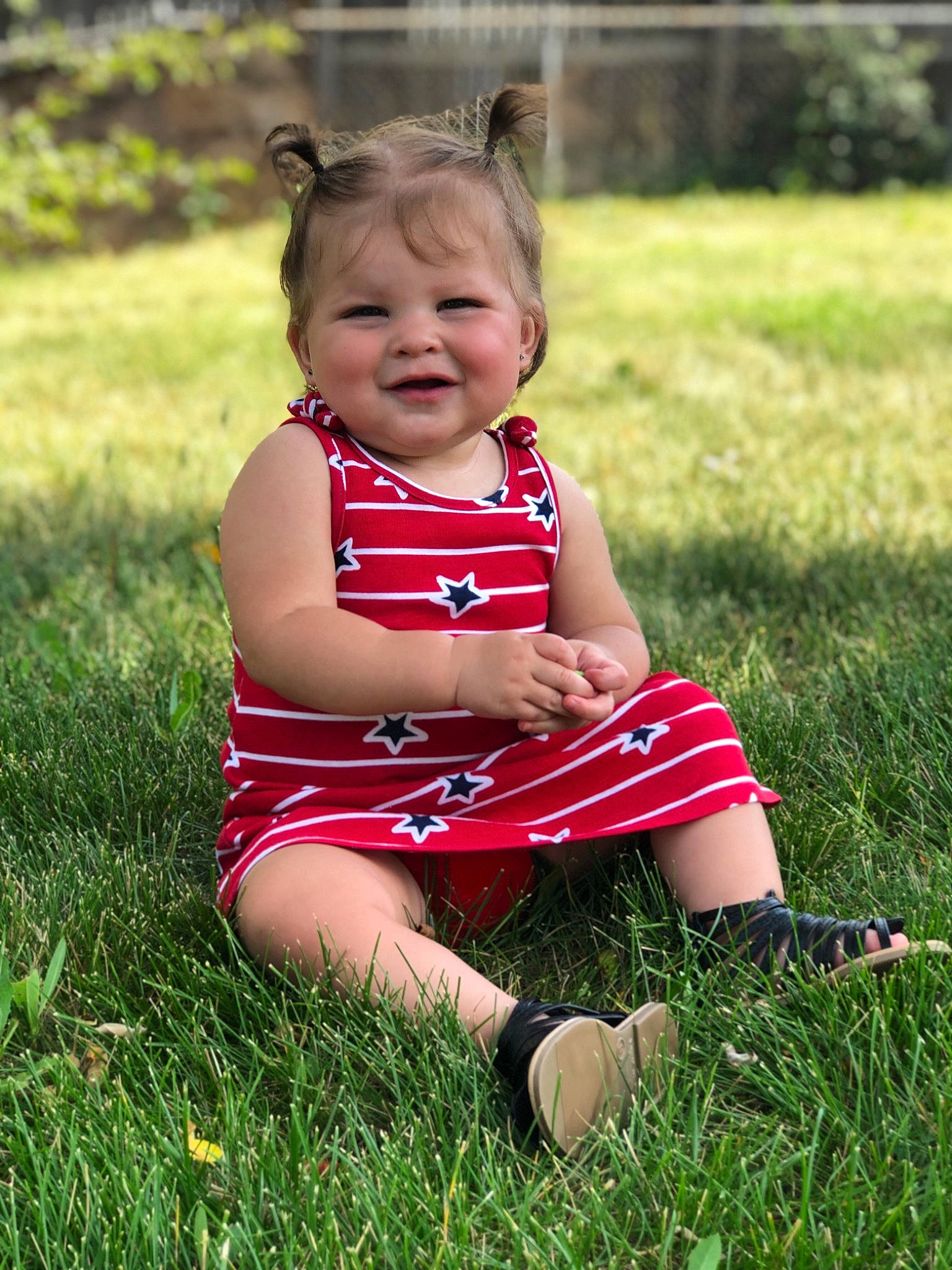 Ayvah joined the competition — help win amazing prizes! baby, child, dress, facial_expression, fun, grass, grass_family, happy, lawn, meadow, people_in_nature, person, photography, plant, play, sitting, skin, smile, spring, summer