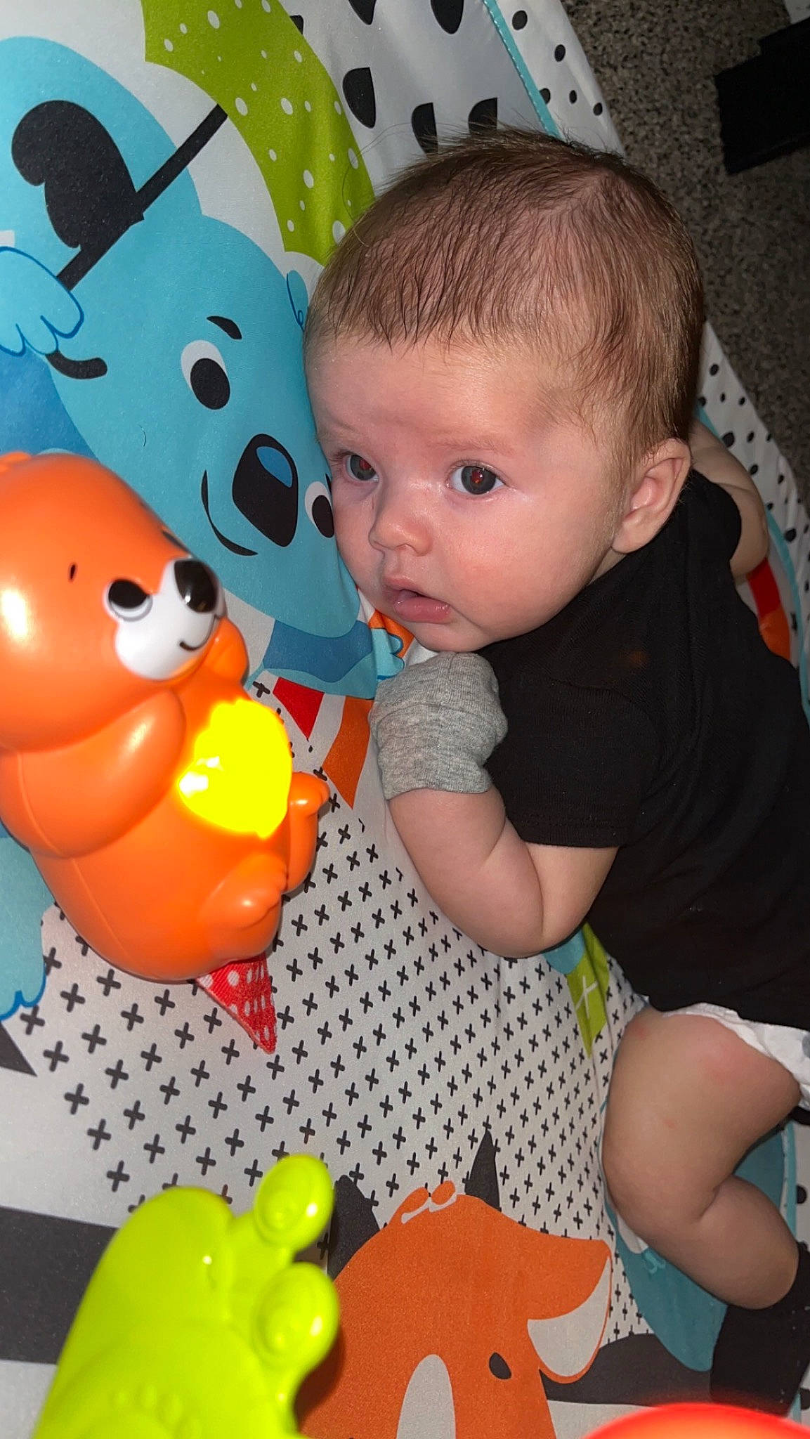 Julian is registered to the contest to win money with this photo: baby, baby_playing_with_toys, baby_products, baby_toddler_clothing, baby_toys, bath_toy, cheek, child, fun, happy, organ, person, plastic, play, product, rubber_ducky, sitting, sock, toddler, toy