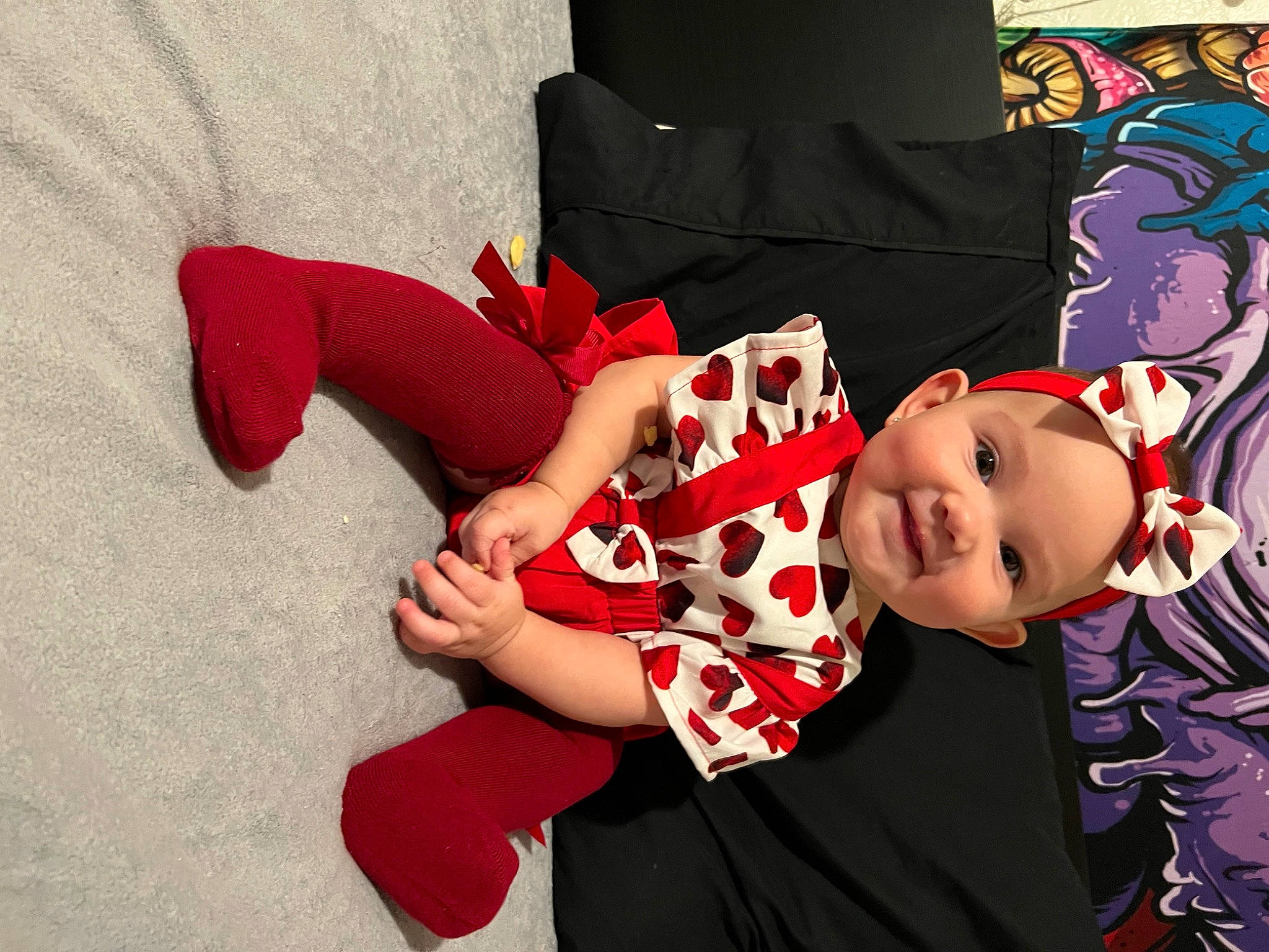 Juliet joined the competition — help win amazing prizes! art, baby_toddler_clothing, carmine, child, comfort, costume, doll, event, fictional_character, foot, happy, hat, headwear, human_leg, joy, knee, magenta, pattern, person, sleeve