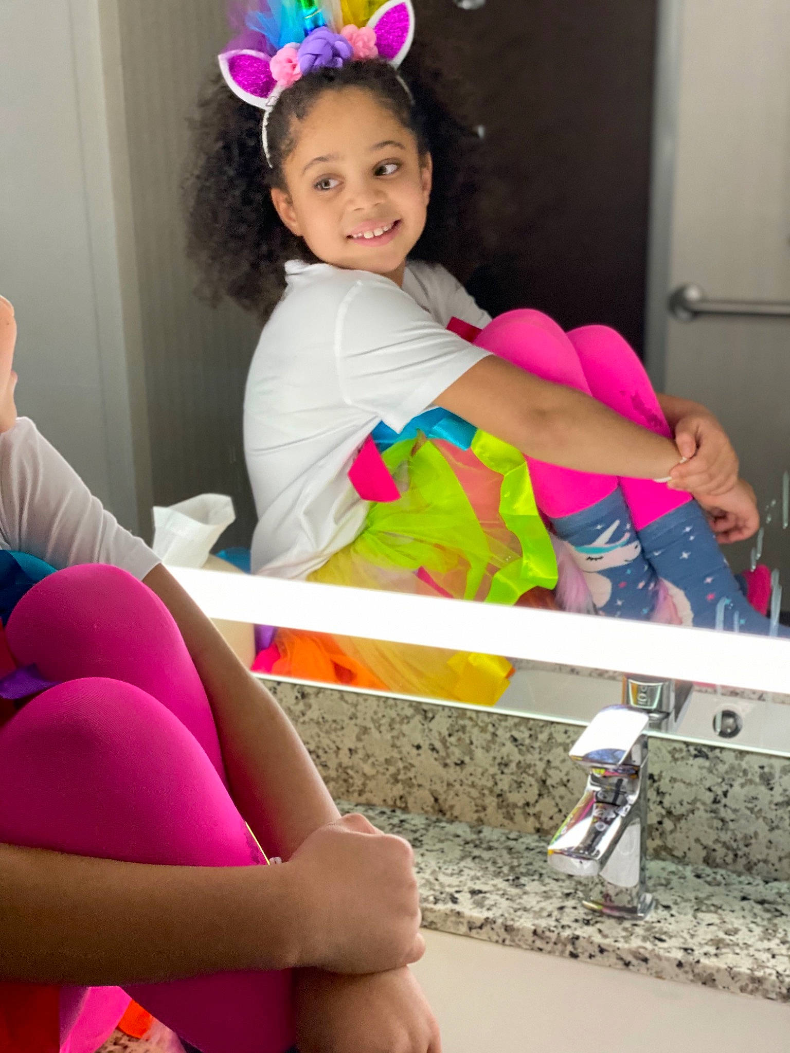 Farrah is registered to the contest to win money with this photo: arm, child, hair_accessory, joy, leg, person, pink, play, thigh, toddler