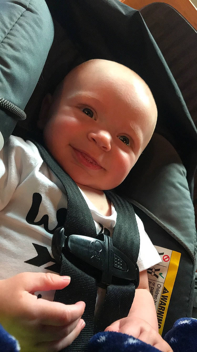 Colton joined the competition — help win amazing prizes! baby, baby_carriage, baby_in_car_seat, baby_products, car_seat, cheek, child, finger, hand, person, product, skin, smile, thumb, toddler
