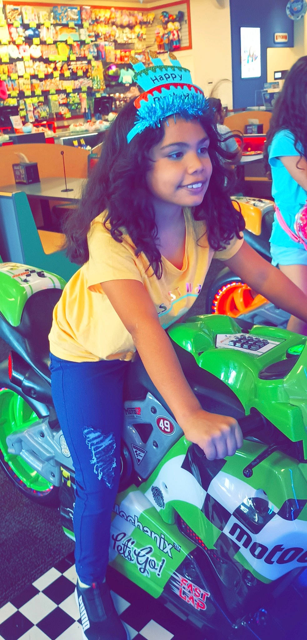 Marcella is registered to the contest to win money with this photo: automotive_tire, beauty, black_hair, blue, community, electric_blue, fashion, fun, green, hairstyle, happy, jewellery, joy, leisure, long_hair, motor_vehicle, person, photograph, snapshot, t_shirt