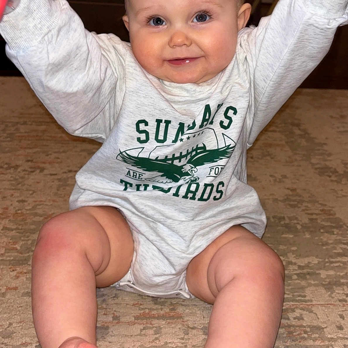 Brooklyn joined the competition — help win amazing prizes! accessories, baby, barefoot, bodypart, clothing, diaper, face, finger, hand, happy, head, mouth, pants, person, photography, portrait, shirt, shorts, sitting, t_shirt