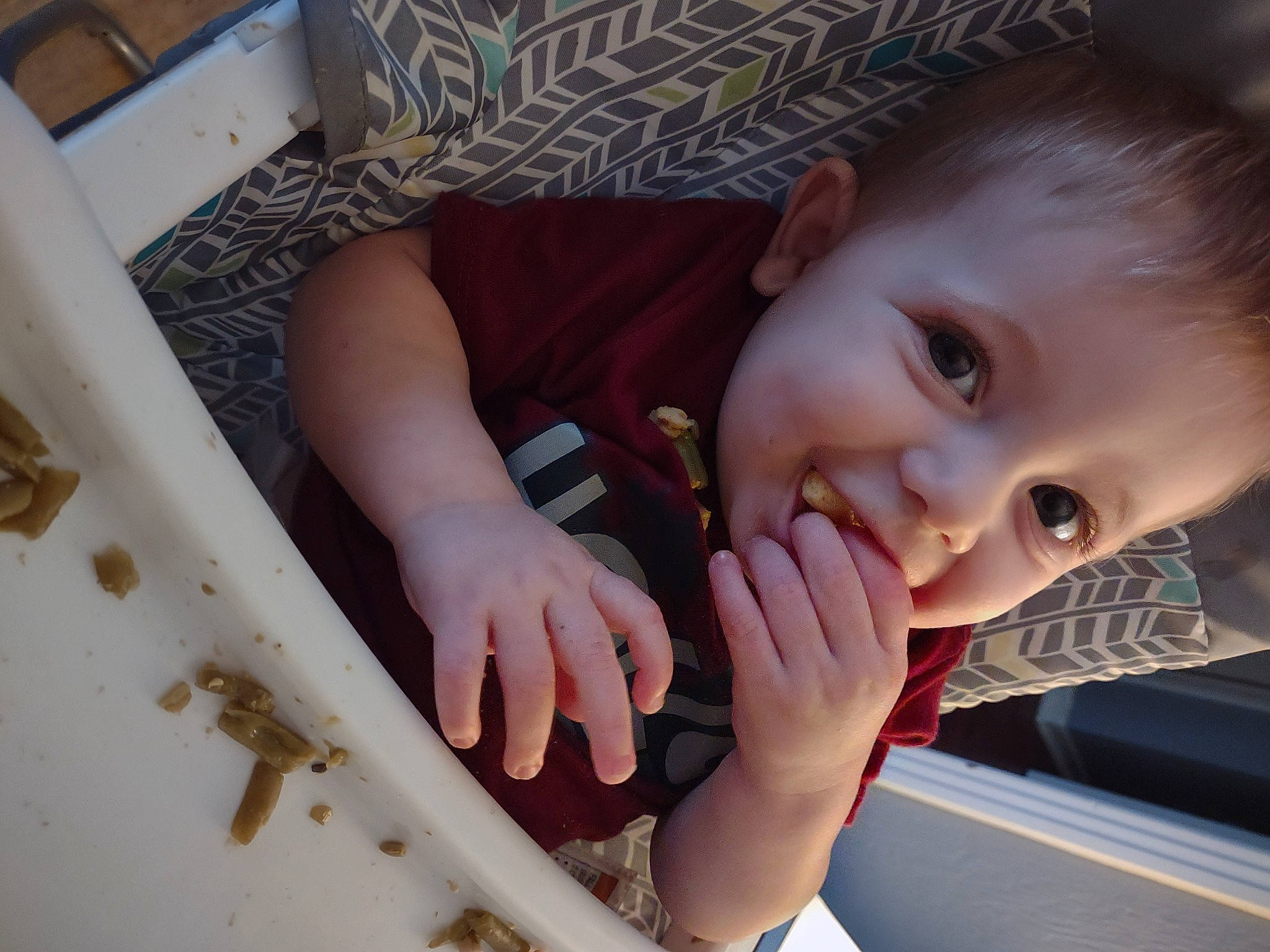 Noah is registered to the contest to win money with this photo: baby, baby_toddler_clothing, cheek, chin, eye, eyebrow, finger, gesture, human_body, iris, lip, mammal, mouth, nose, person, skin, smile, thumb, toddler, window