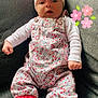 Kalyssa participe au concours pour gagner de l'argent avec cette photo : baby, infant, child, pink_headband, flower_accessory, floral_overalls, white_long_sleeve, pink_shoes, couch, gray_fabric, sitting, cute, indoors, closeup, portrait, digital_flower_sticker, comfortable, looking_at_camera, small_fists, casual_clothing