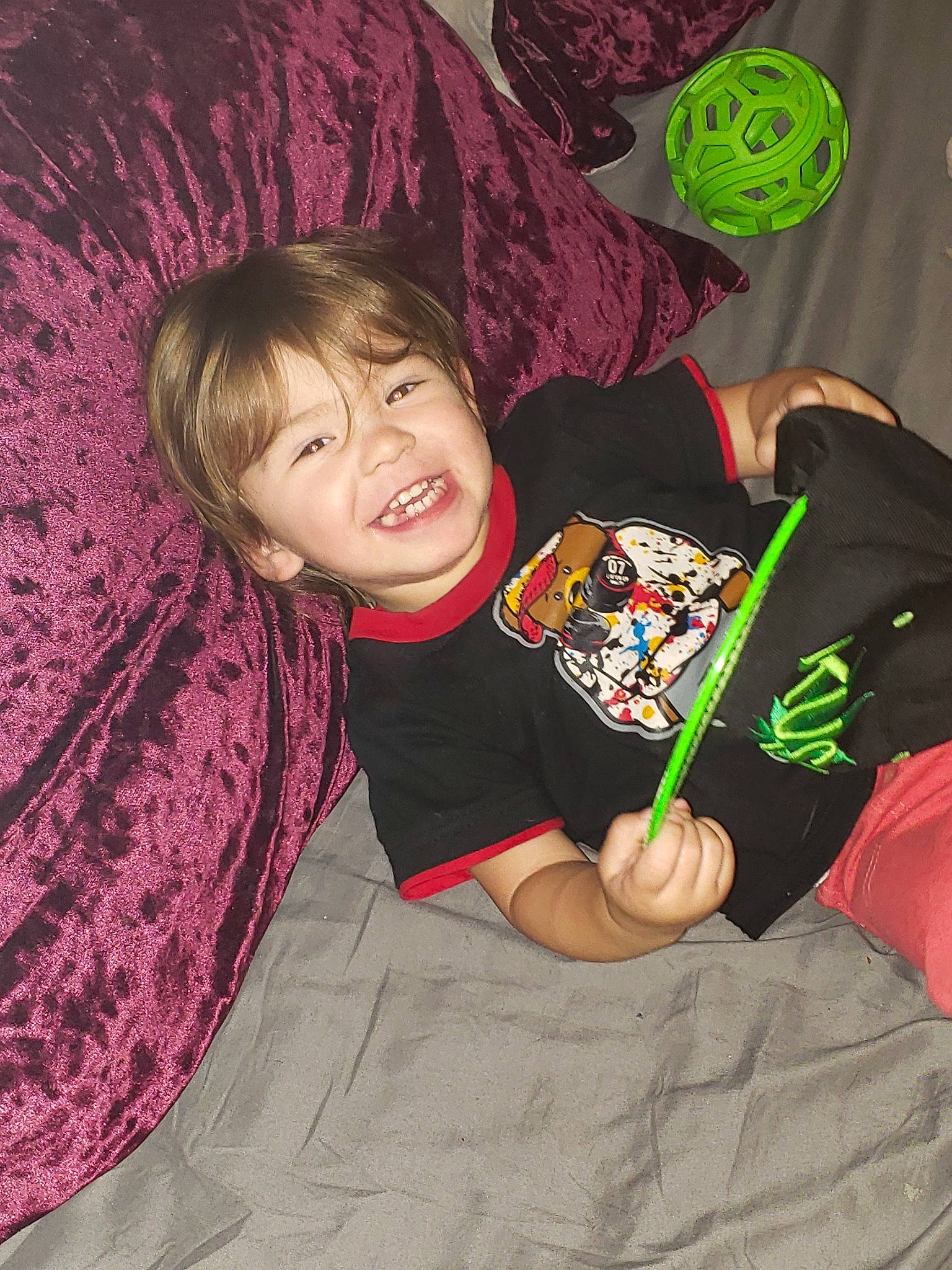 Robert Jr joined the competition — help win amazing prizes! arm, baby_toddler_clothing, cheek, child, comfort, cool, facial_expression, flash_photography, fun, hairstyle, happy, magenta, pattern, person, red, sitting, sleeve, smile, t_shirt, textile