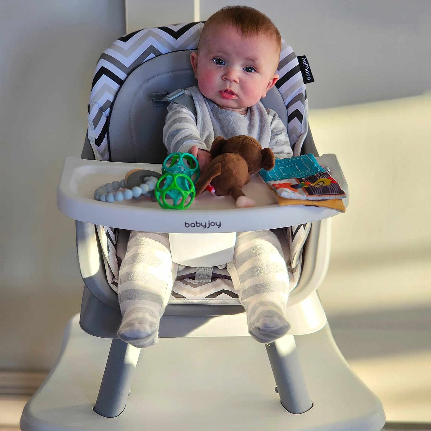 Elijah joined the competition — help win amazing prizes! baby, chair, face, furniture, head, highchair, person, photography, portrait, sitting, toy