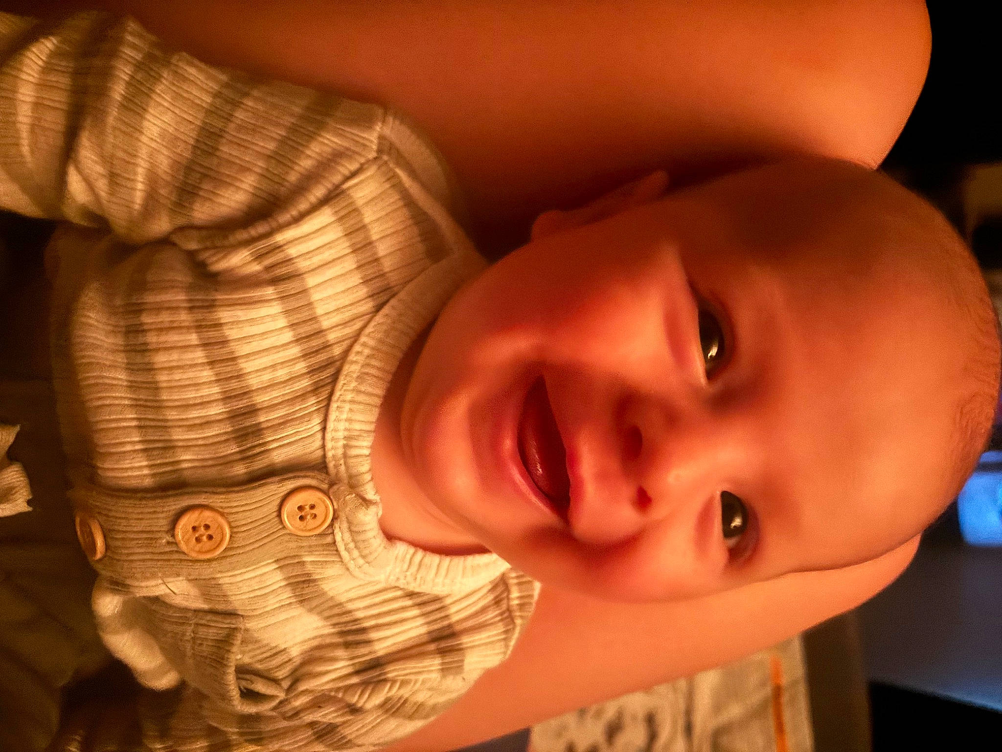 Aaron is registered to the contest to win money with this photo: baby, baby_toddler_clothing, cheek, child, chin, ear, eyelash, finger, flash_photography, forehead, happy, jaw, joy, lip, mouth, nose, organ, person, skin, sleeve