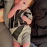 Jameson is registered to the contest to win money with this photo: baby, infant, bed, blanket, clothing, footwear, hand, indoors, laying_down, person, portrait, socks, cute, child, newborn, comfort, relaxing, thank_you, text_overlay, casual