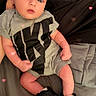 Jameson joined the competition — help win amazing prizes! baby, infant, child, sitting, clothing, sneakers, grey_outfit, hand, face, eyes, expression, bed, blanket, heart_effects, indoors, cute, young_child, person, legs, soft_lighting