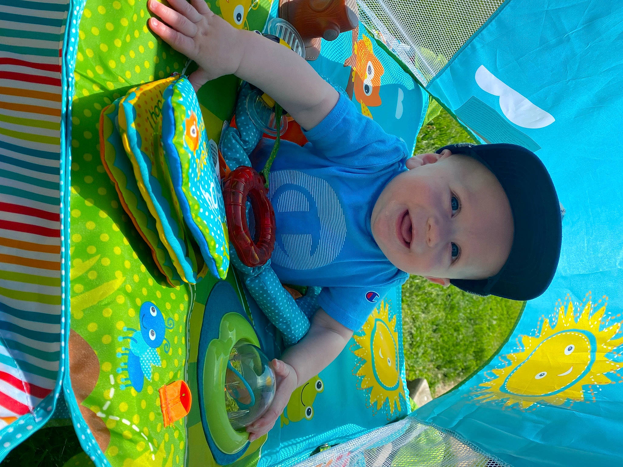 Owen joined the competition — help win amazing prizes! adaptation, aqua, art, azure, baby, child, electric_blue, event, fun, grass, green, happy, headwear, leisure, organism, pattern, people_in_nature, person, smile, summer