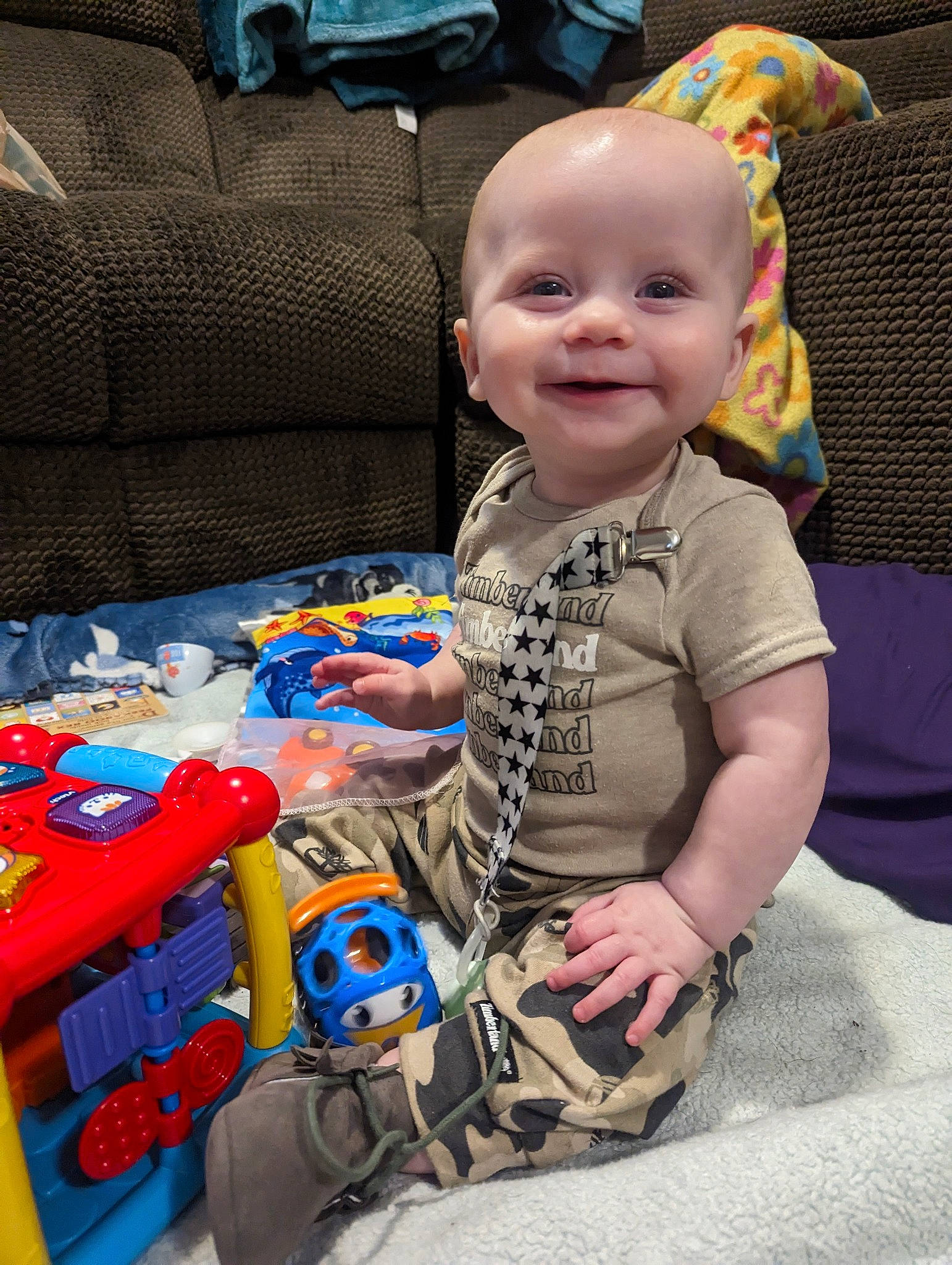Ashtyn joined the competition — help win amazing prizes! baby, baby_products, baby_toddler_clothing, baby_toys, cheek, child, eye, fun, happy, head, joy, people, person, plastic, play, room, sitting, skin, smile, t_shirt
