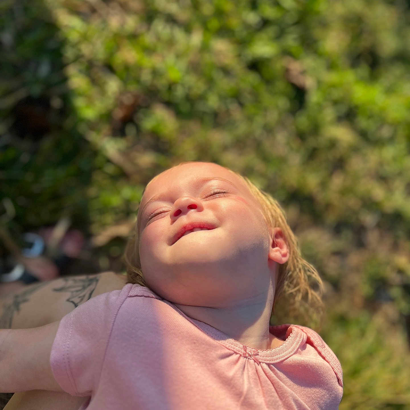 Nova is registered to the contest to win money with this photo: baby, bodypart, clothing, face, finger, grass, hand, happy, head, neck, newborn, person, photography, plant, portrait, skin, sleeping, smile, t_shirt, tattoo