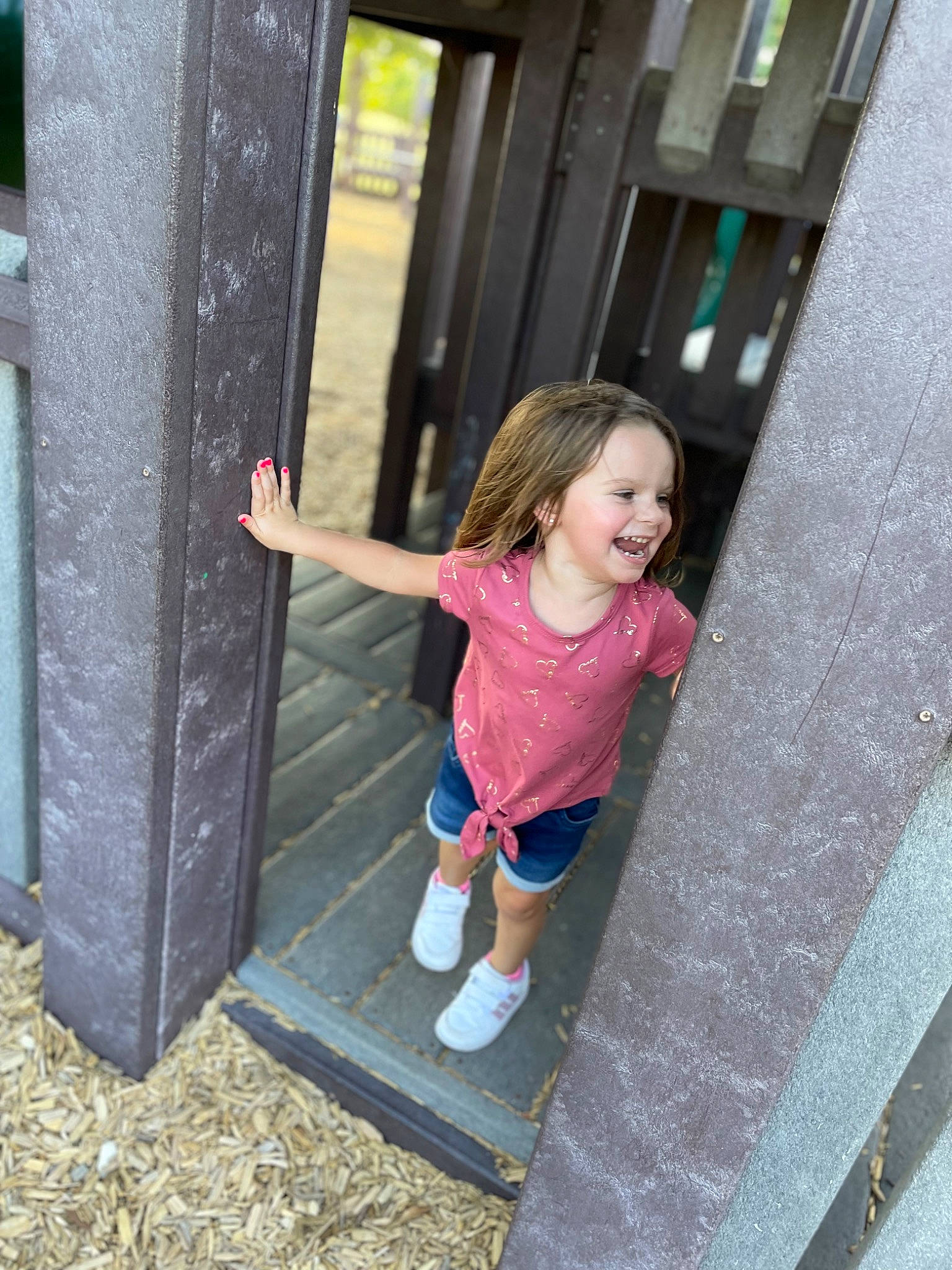 Scarlett-rose joined the competition — help win amazing prizes! blond, fence, fun, grass, happy, human_settlement, joy, leisure, magenta, person, pink, play, public_space, purple, shorts, smile, sneakers, standing, summer, t_shirt