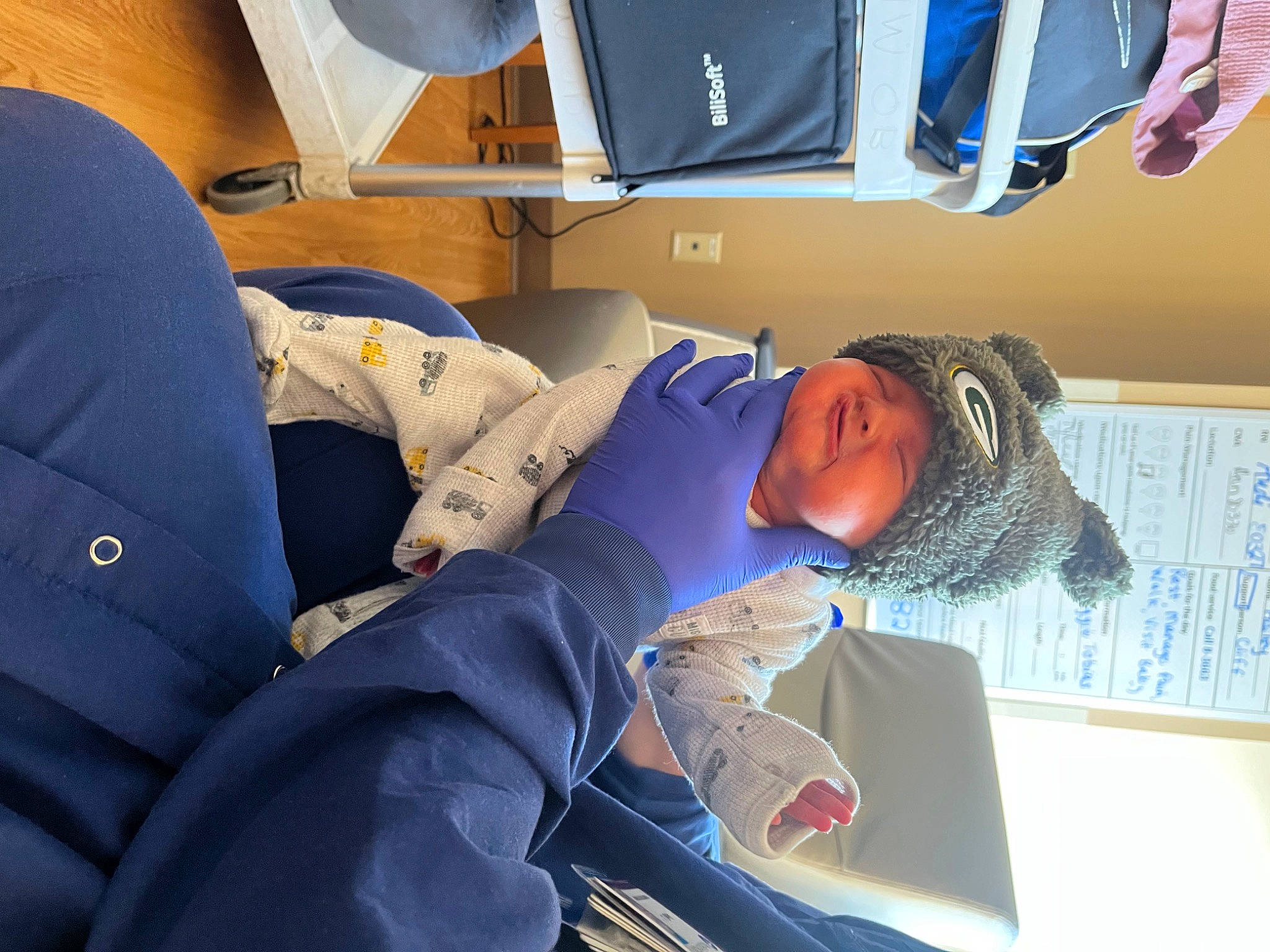 Auggie joined the competition — help win amazing prizes! blue, comfort, elbow, electric_blue, event, hat, headwear, health_care, hospital, hospital_gown, job, medical, medical_equipment, medical_procedure, operating_theater, patient, person, room, service