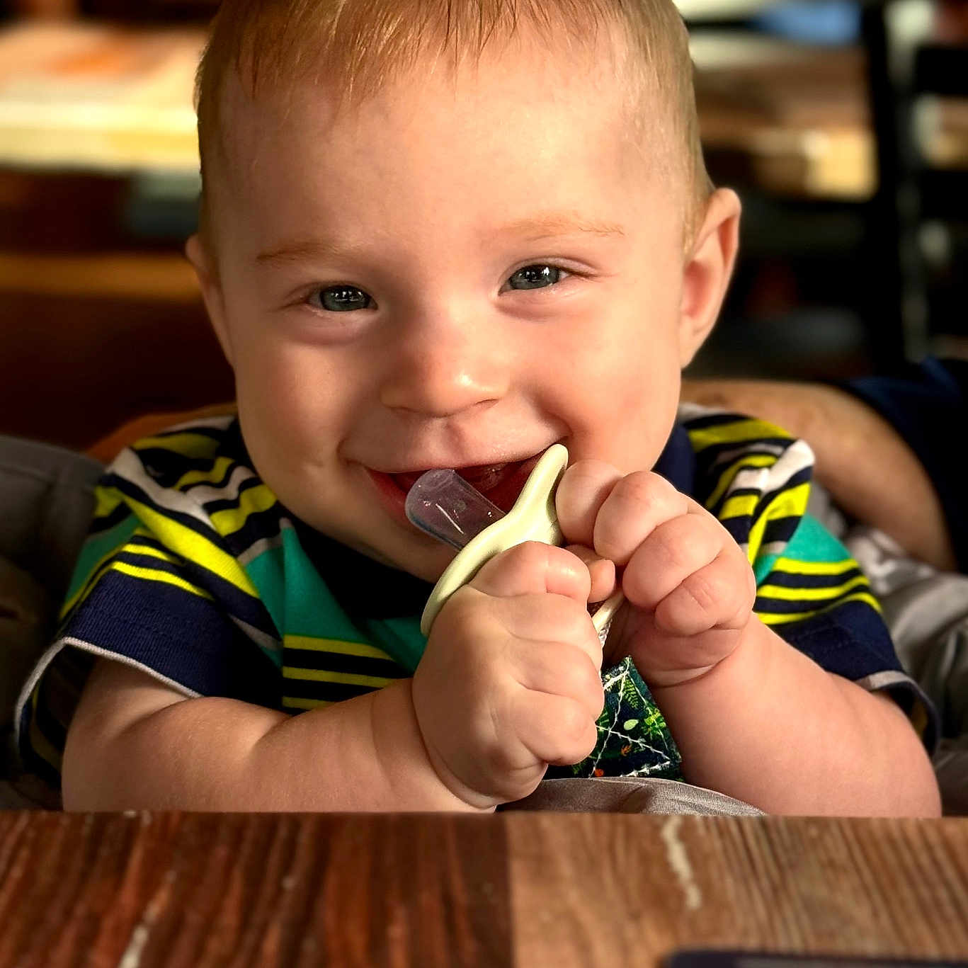 Dylan joined the competition — help win amazing prizes! baby, bodypart, cream, cutlery, dessert, eating, face, finger, food, fork, furniture, hand, head, icecream, person, photography, portrait, spoon, table, wood