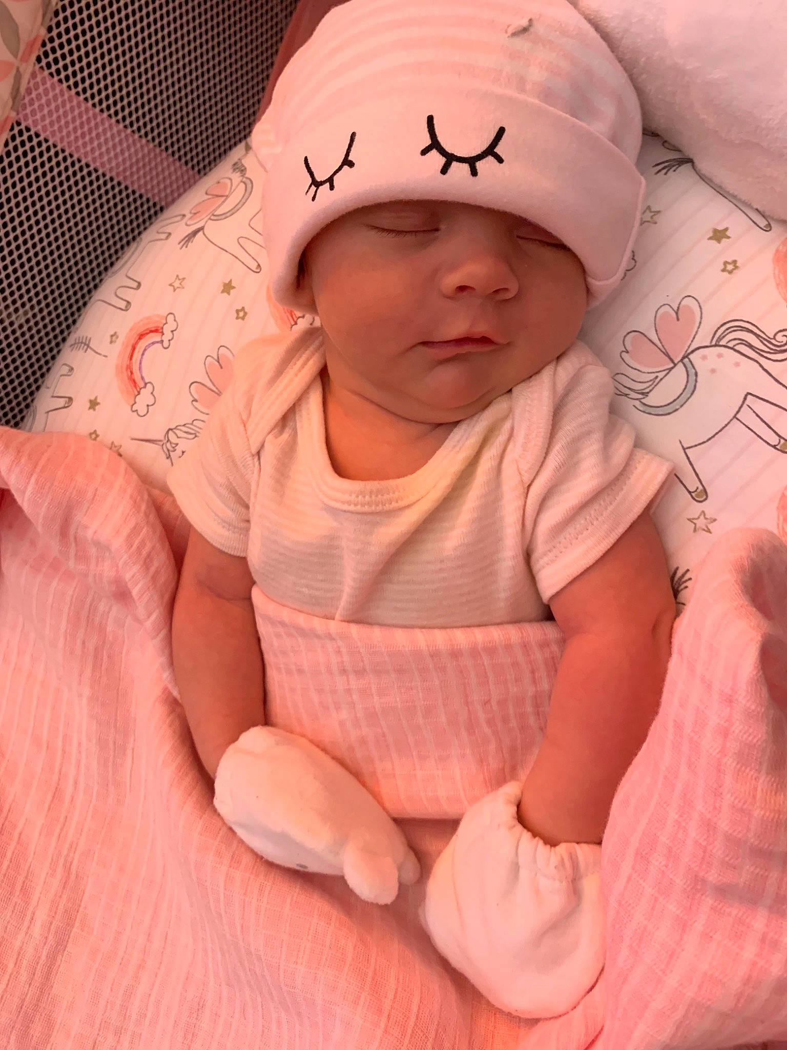 Minnie joined the competition — help win amazing prizes! baby, baby_sleeping, baby_toddler_clothing, birth, cheek, child, hand, headwear, person, pink, skin, smile, toddler